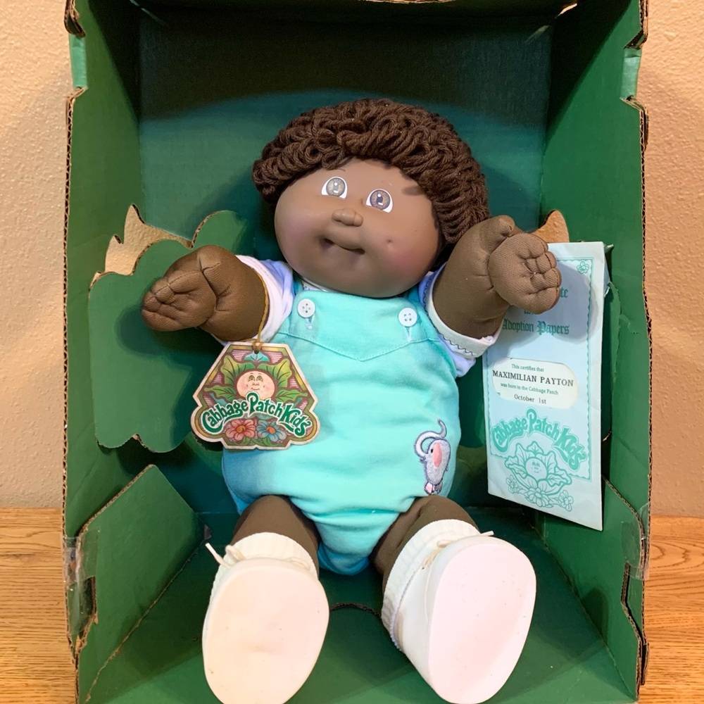 Vintage Cabbage Patch Kids Doll In Box AA Boy African American Maximilian Payton